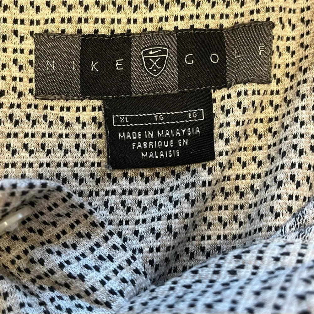 Nike Golf Polo Black & White Kapalua Label Patterned Shirt Men's XL RN 56323
